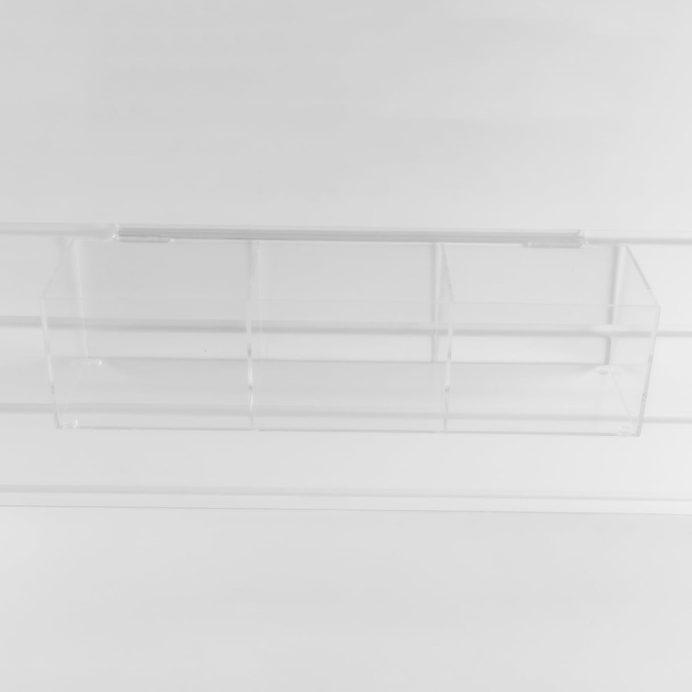 Slatwall Acrylic Retail Tray Rectangular Clear Dump Bin Merchandise Storage O...