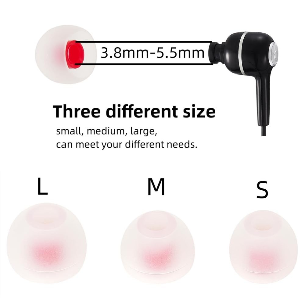 SNHTLS Earbud Replacement Tips Eartips Fit Most In-Ear Translucent red