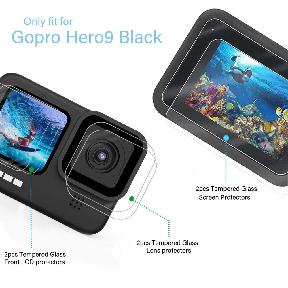 PCTC 9PCS Hero 12 11 10 9 Screen Protector Compatible with Go Pro Transparent