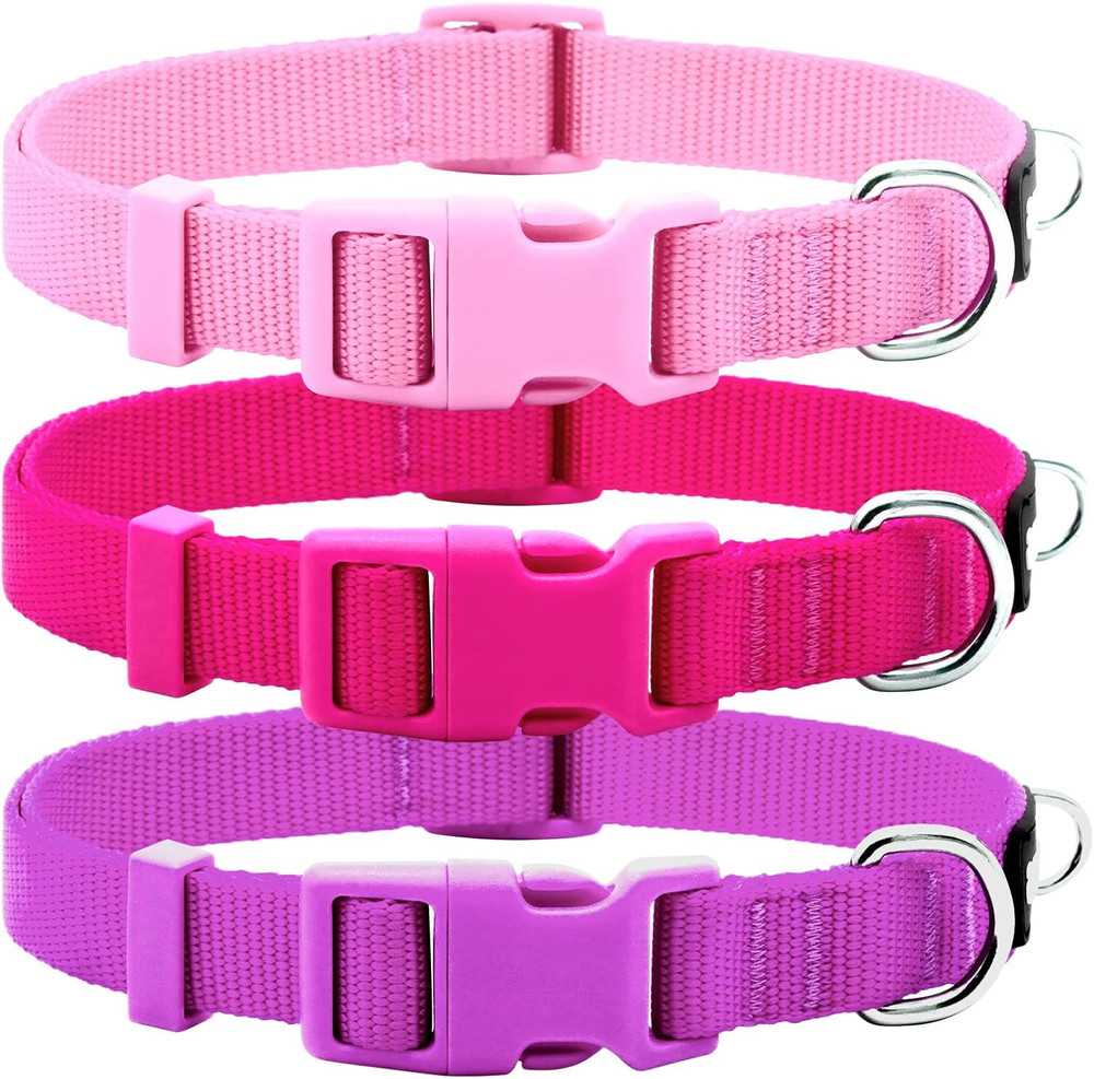 3 Pack Dog Collars Comfortable and Adjustable Nylon Dog Collars for for Small Do