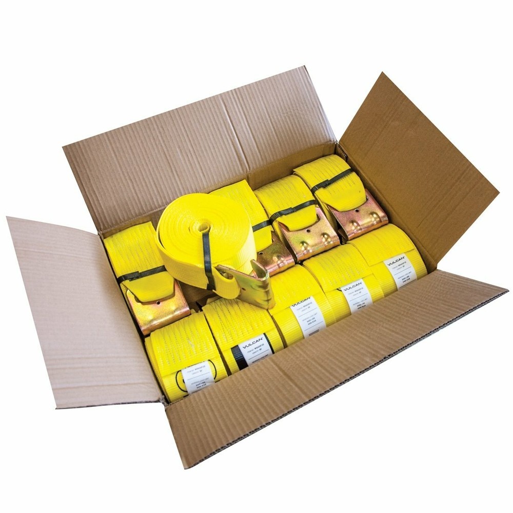 VULCAN Winch Strap - Flat Hook - 4" x 27', 10 Pack - 5000 lbs SWL