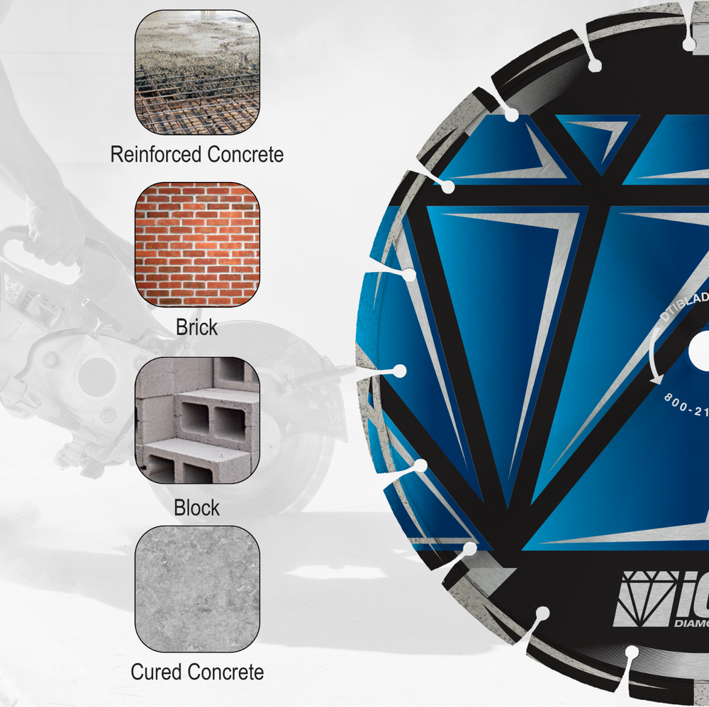14" Segmented Saw Diamond Blade 10mm for Concrete, Block, Brick - 4 Pack