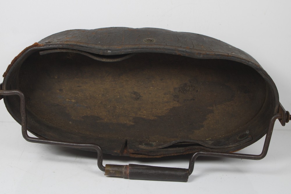Rare & Exceptional 19th C. LEATHER WITH WROUGHT HANDLE TOOL BOX Inv#JC33