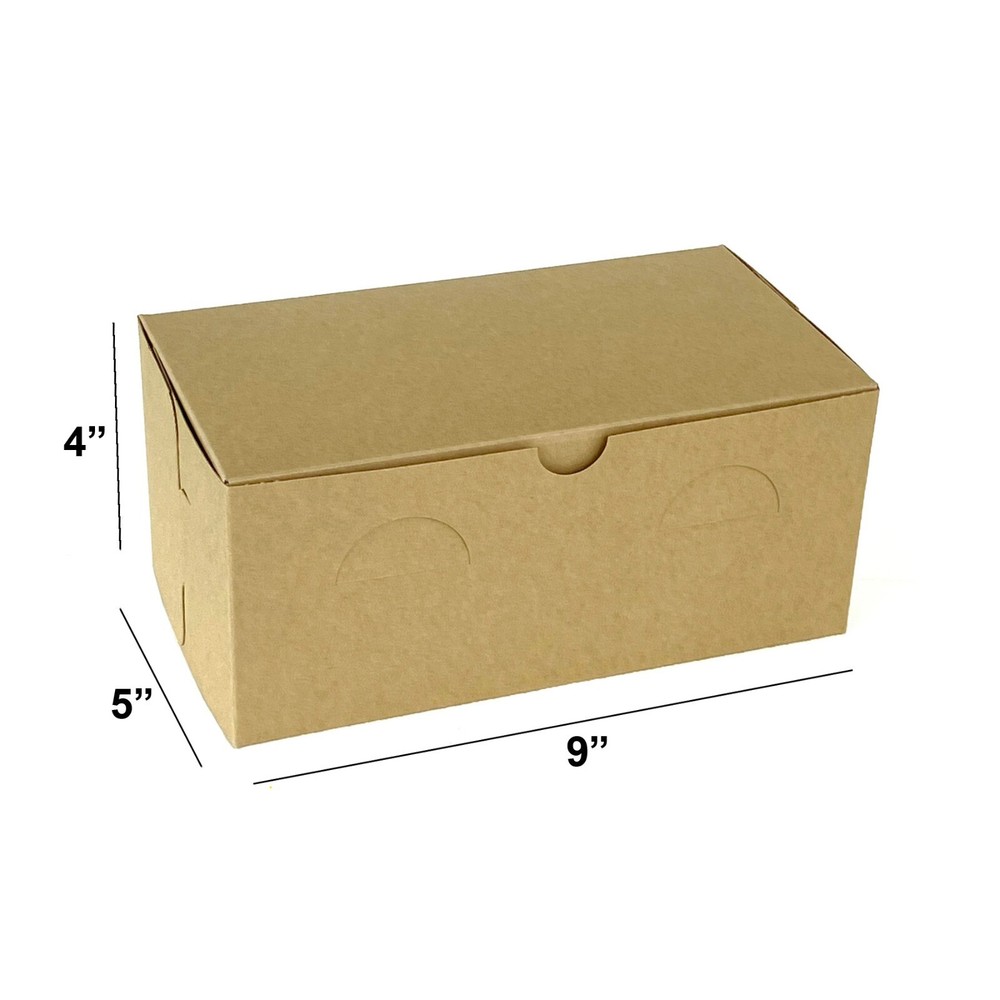 30 Brown Kraft Bakery Boxes 9x5x4 Lock & Tab No Window