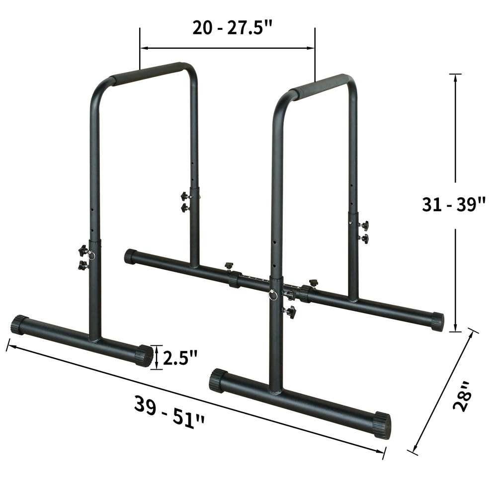 Power Tower Dip Station Pull Up Bar Stand Adjustable Height Heavy Duty Multi-Fun