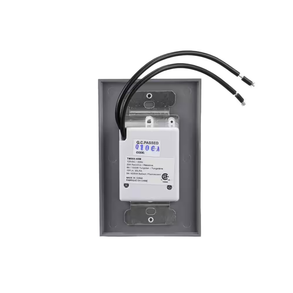 20-Amp 60-Minute In-Wall Spring Wound Countdown Timer Switch, Gray