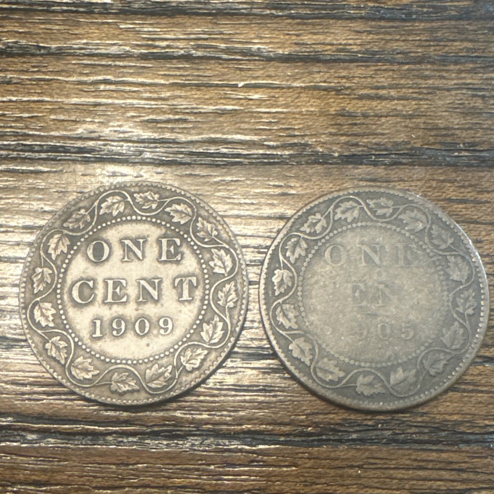 2-Canada One Cent 1905, 1909 nice King Edward