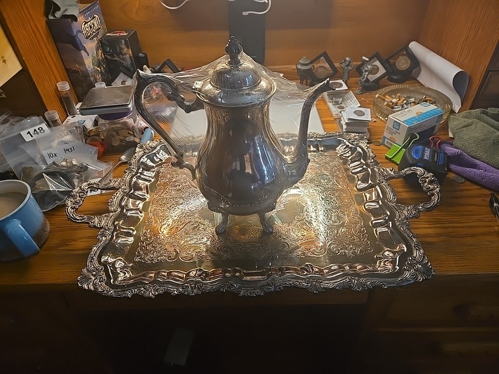 Sheridan Silverplated Teapot And Serving Tray