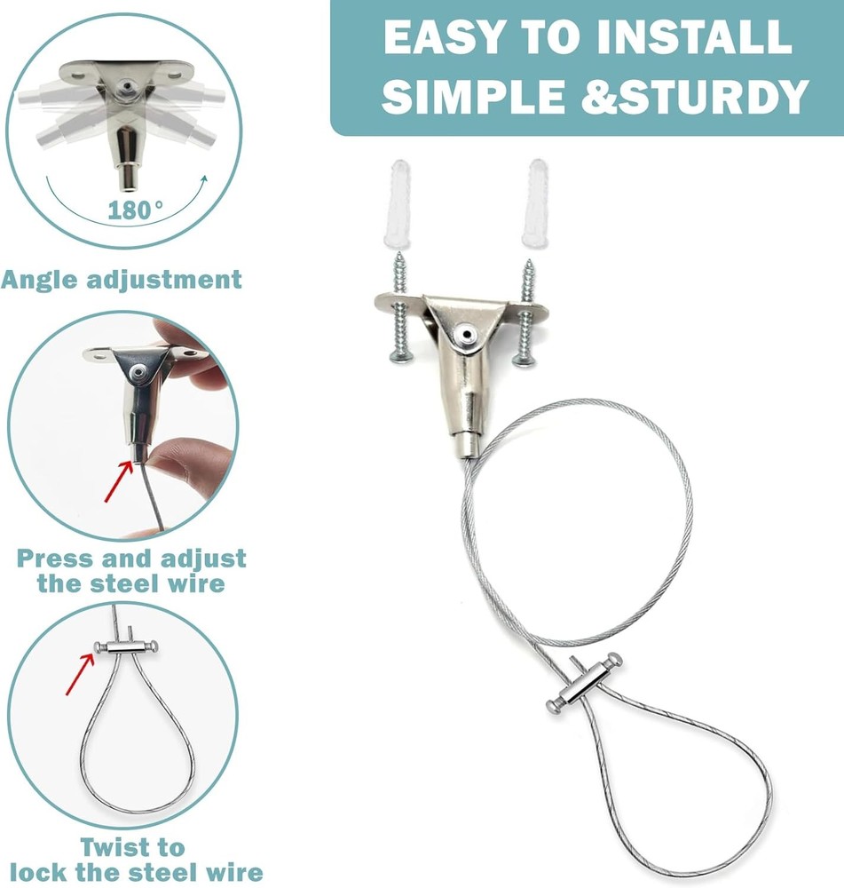 Shower Rod Ceiling Support Bracket 2-Pack â€“ Anti-Sagging 304 Stainless Stee...