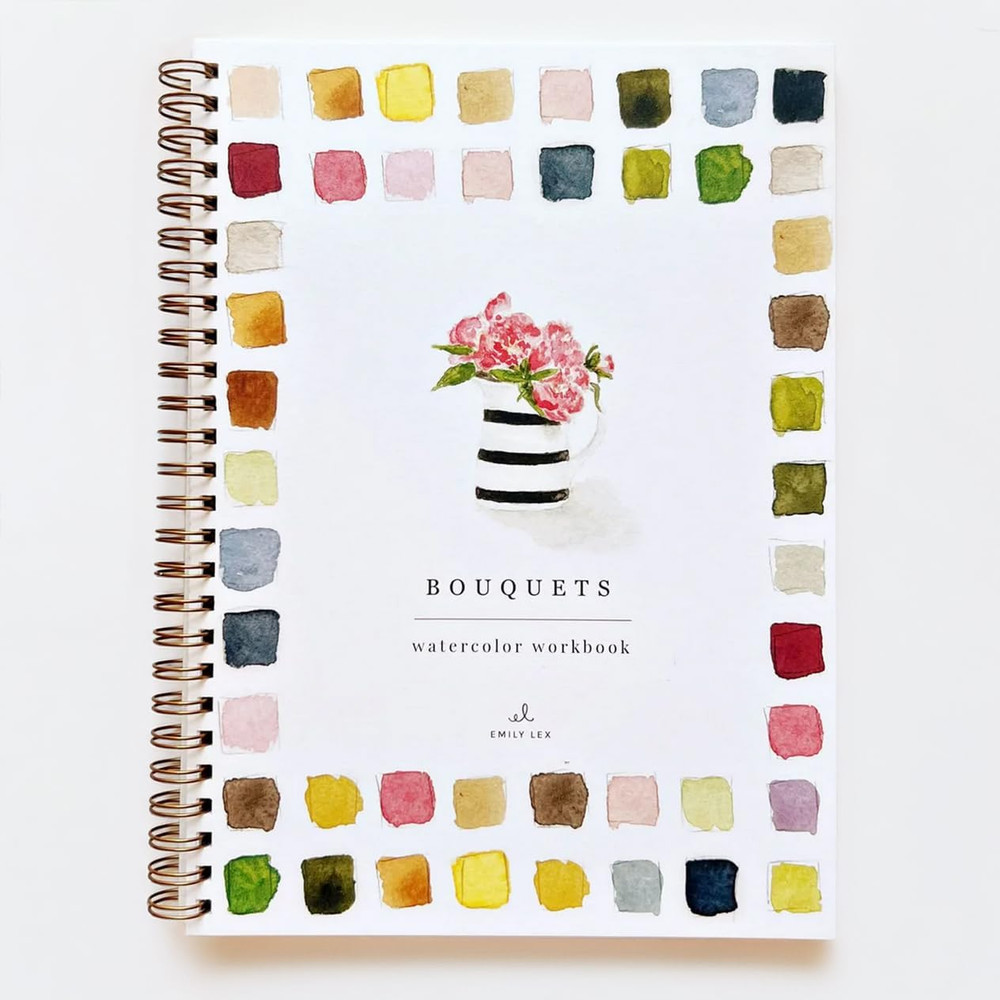 Bouquets Watercolor Workbook by , 12 Beginner Friendly Sketched Illustrations, L