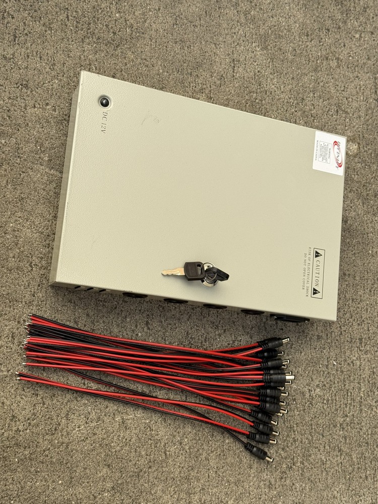 18 Channel Power Supply Distribution Lock Box DC 12V for CCTV Security Camera