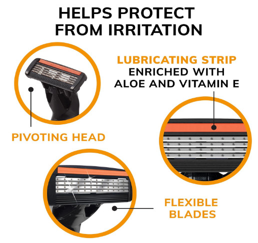 BIC Hybrid Flex 4 Sensitive Titanium Men's Disposable Razors, For a Smooth,