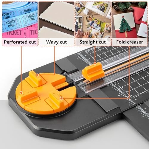 4-in-1 Paper Cutter 12" Trimmer - Multi-Function Scrapbooking Tool with Straight
