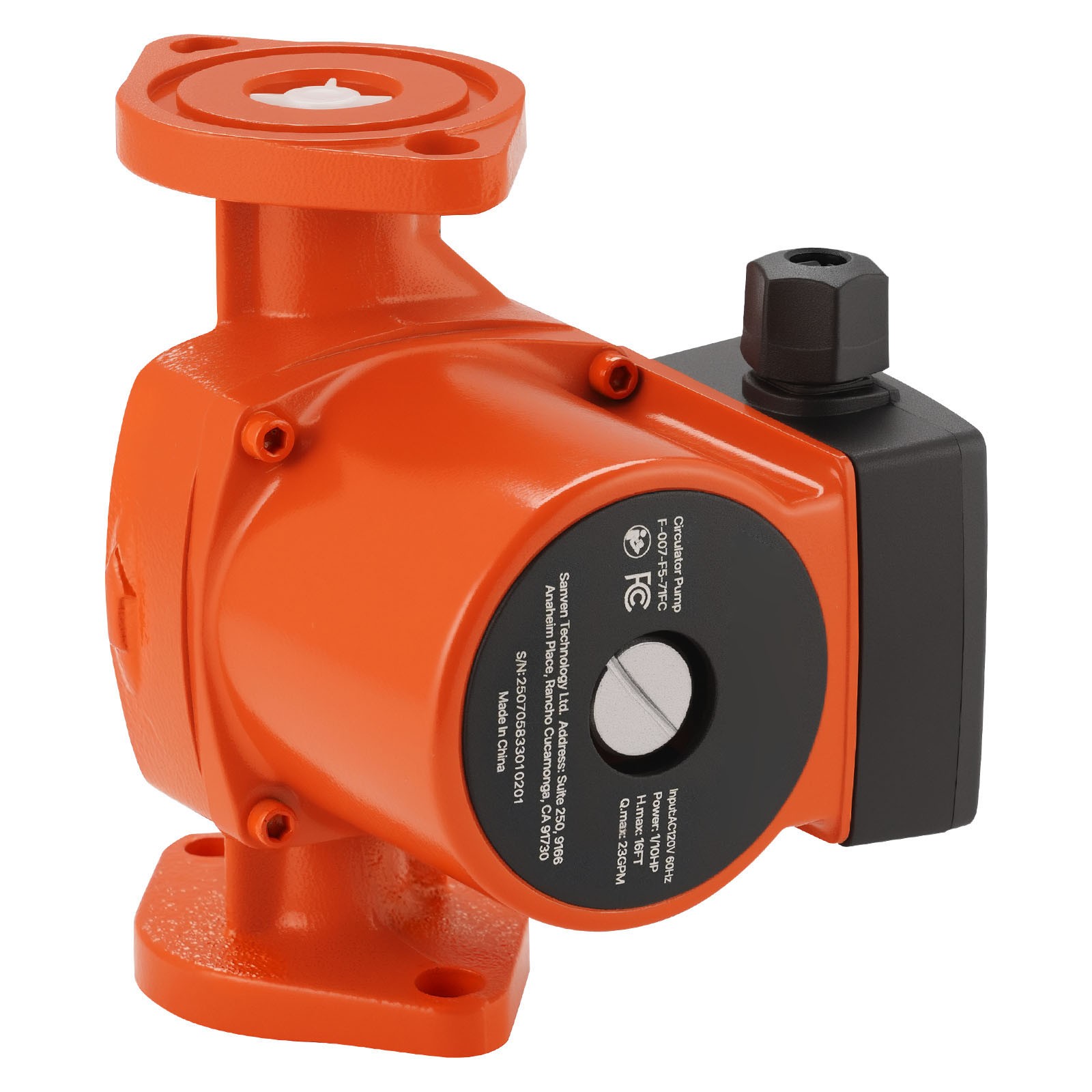 Uimoso Cast Iron Circulator Pump for Hot Water, 1/10HP, 23GPM Flow Rate