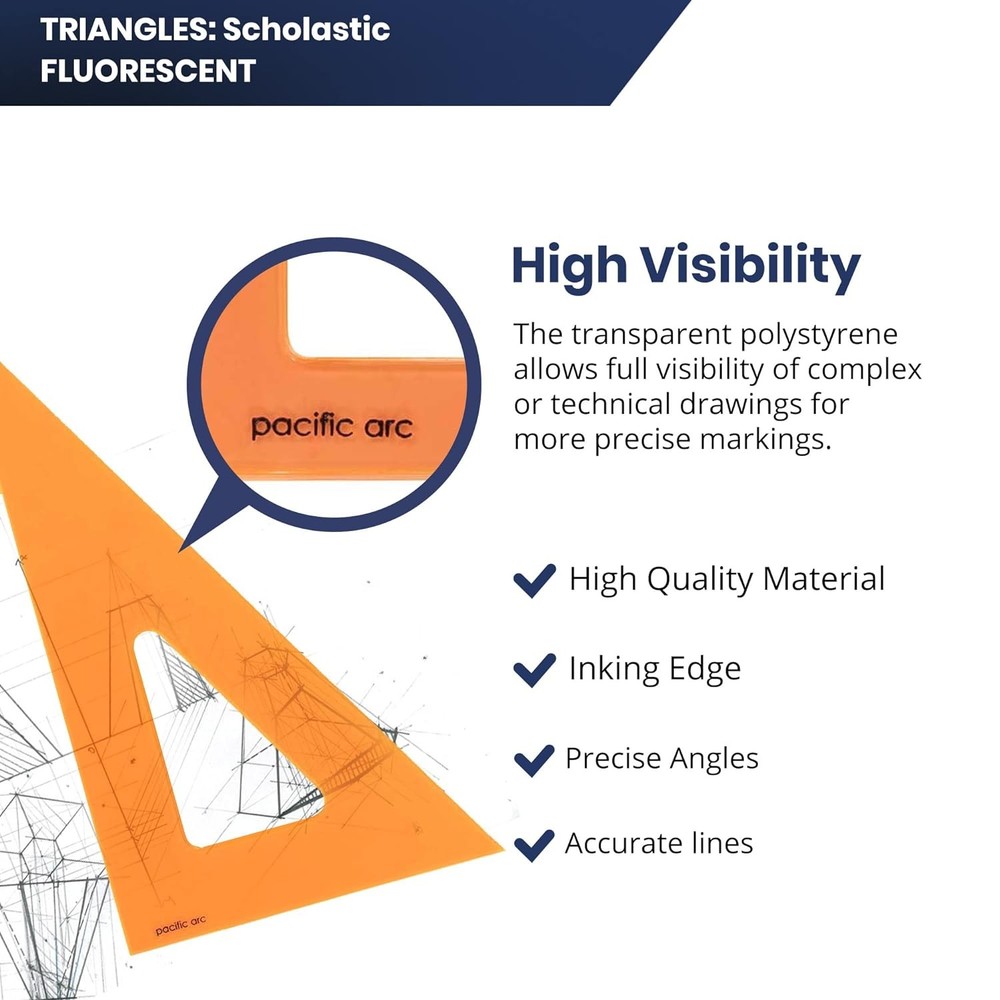 Pacific Arc's Scholastic Triangle - 6 inch - Fluorescent - 30/60 Angle
