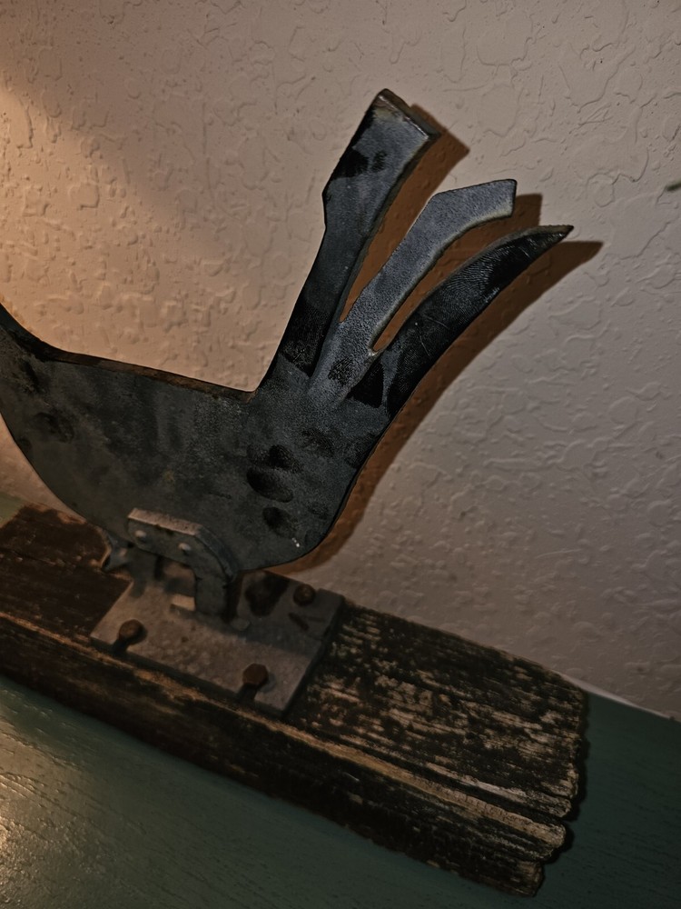Antique Original Sheet Iron Rooster BootScraper-Mounted On RailRoad...
