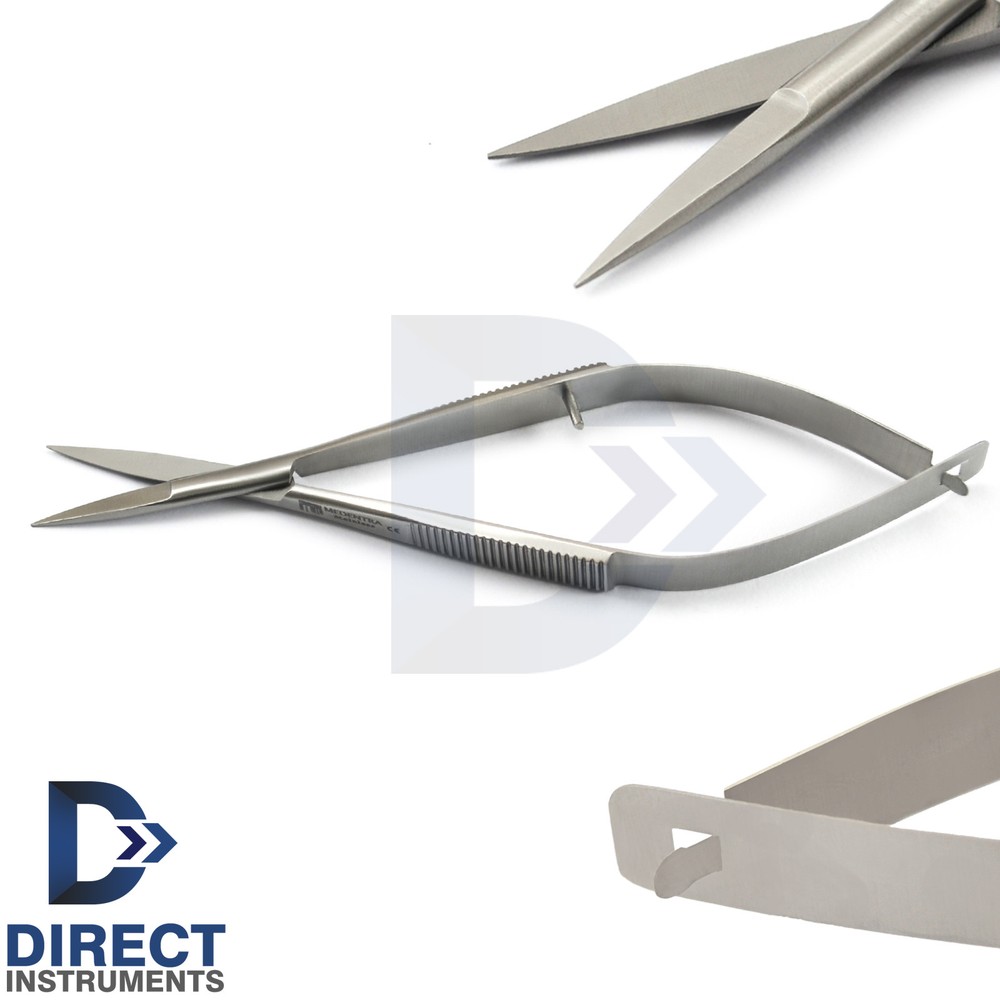 Surgical Micro Iris Noyes Scissor Spring Straight 11.5cm Sharp/Blunt Blades Lab