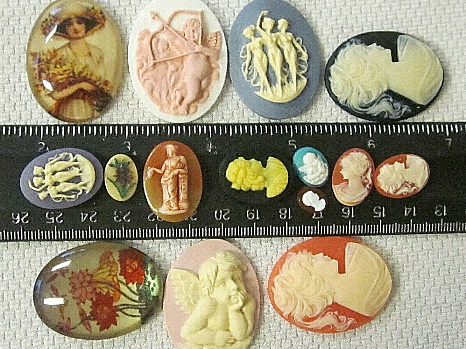 * SALE * VTG 15 CAMEOS 40x30mm HUGE LOT THK JEWELRY RESIN FINDINGS REPAIR CRAFTS