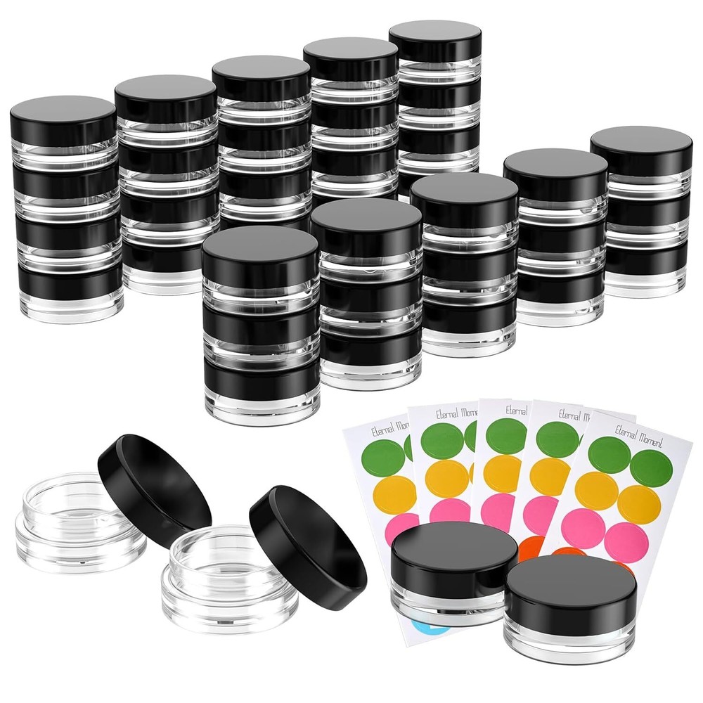 50 Pack 3 Gram Sample Containers with Lids, Small Plastic Cosmetic 0.1 Ounce