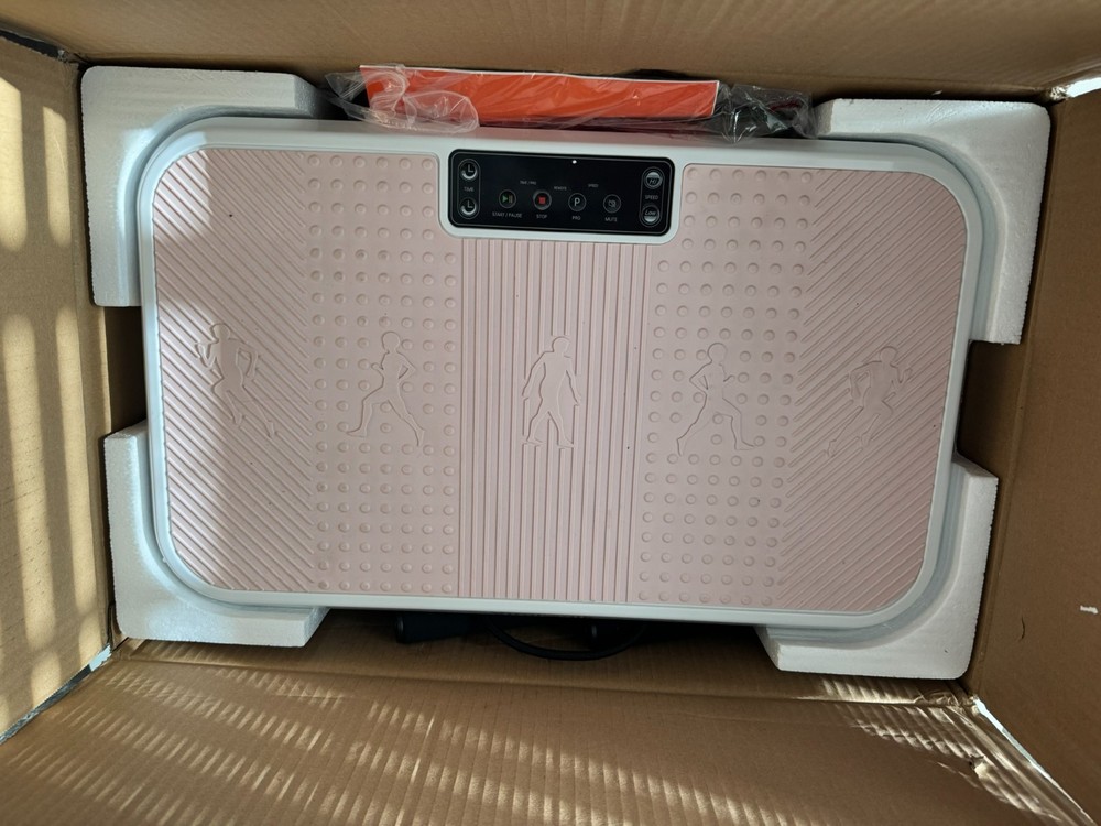 Vibrate Plate Exercise Machine Vibration Platform with Resistance Bands Pink
