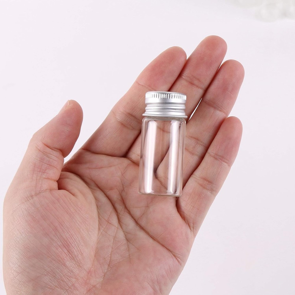 MaxMau 100 10ml Vials Small Mini Tiny Glass Bottles Clear Empty Jars