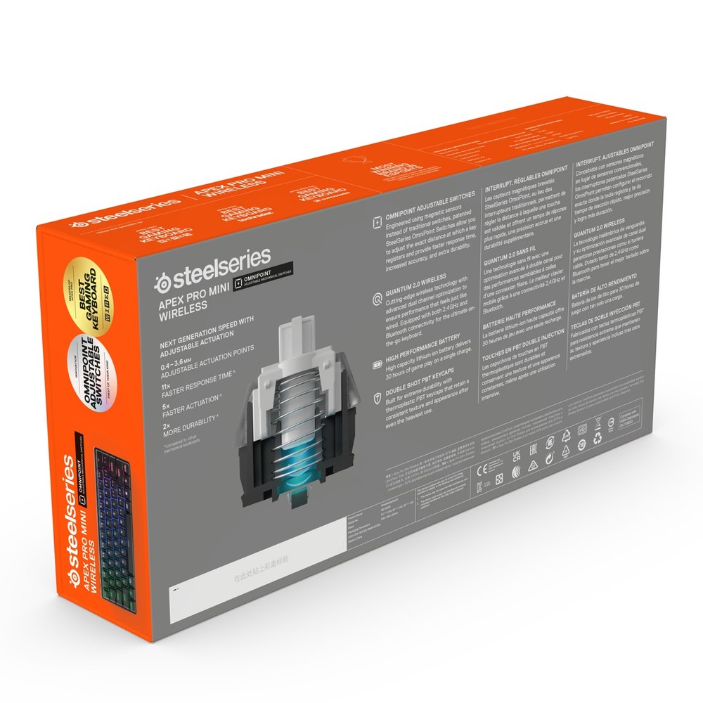 SteelSeries Apex Pro Mini Wireless Mechanical Gaming Keyboard with Adjustable Ac