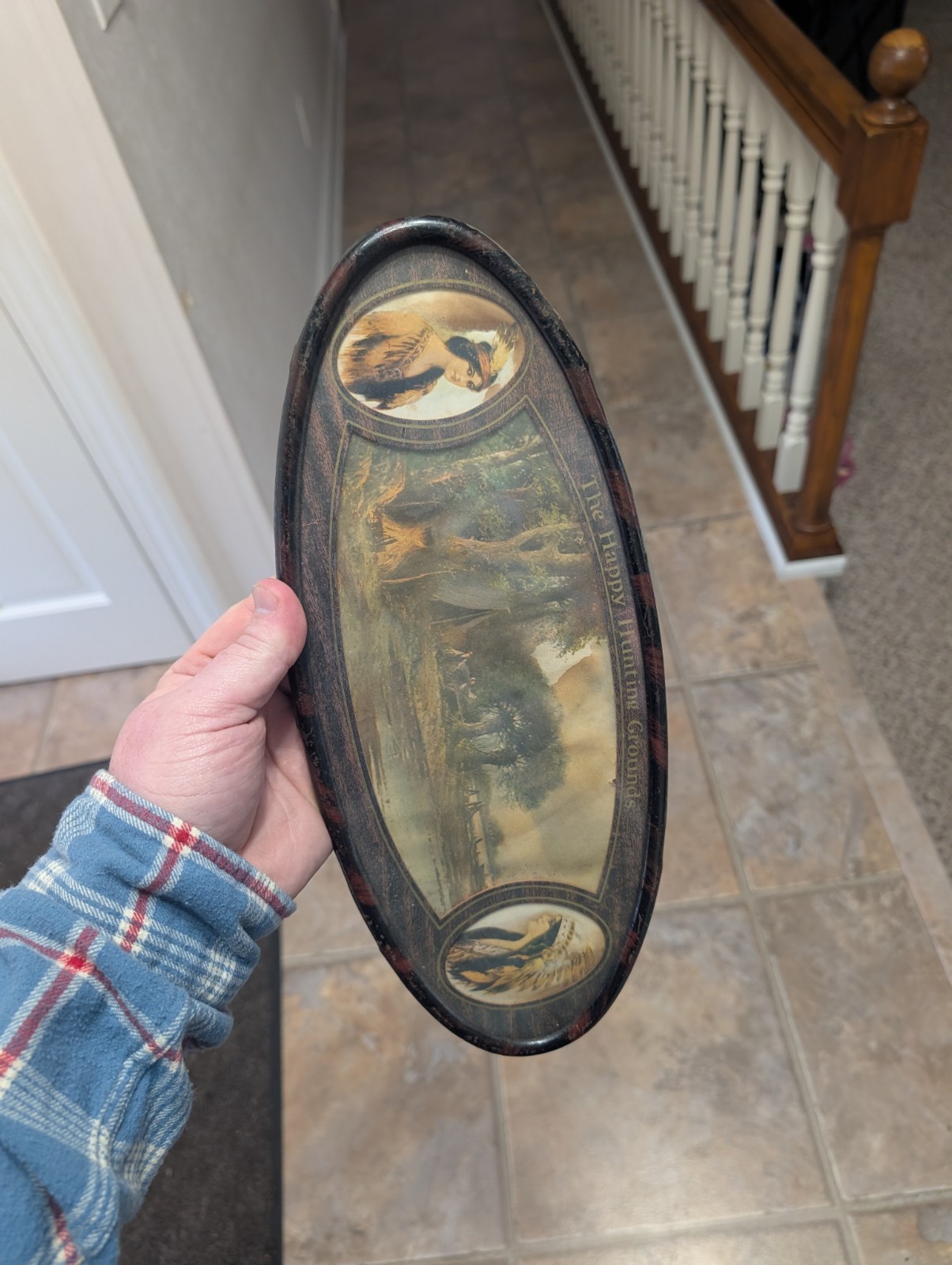 Antique Picture The Happy Hunting Grounds Native American Indians Metal Frame