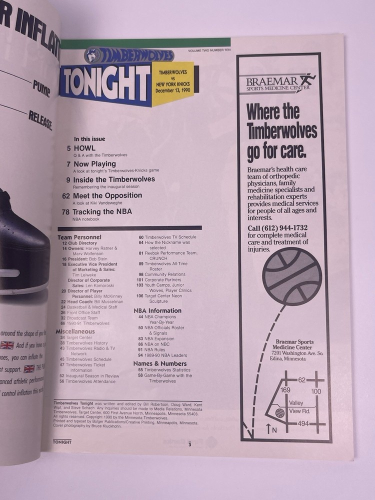 Minnesota Timberwolves Vs New York Nicks Dec. 13 1990 TONIGHT Program
