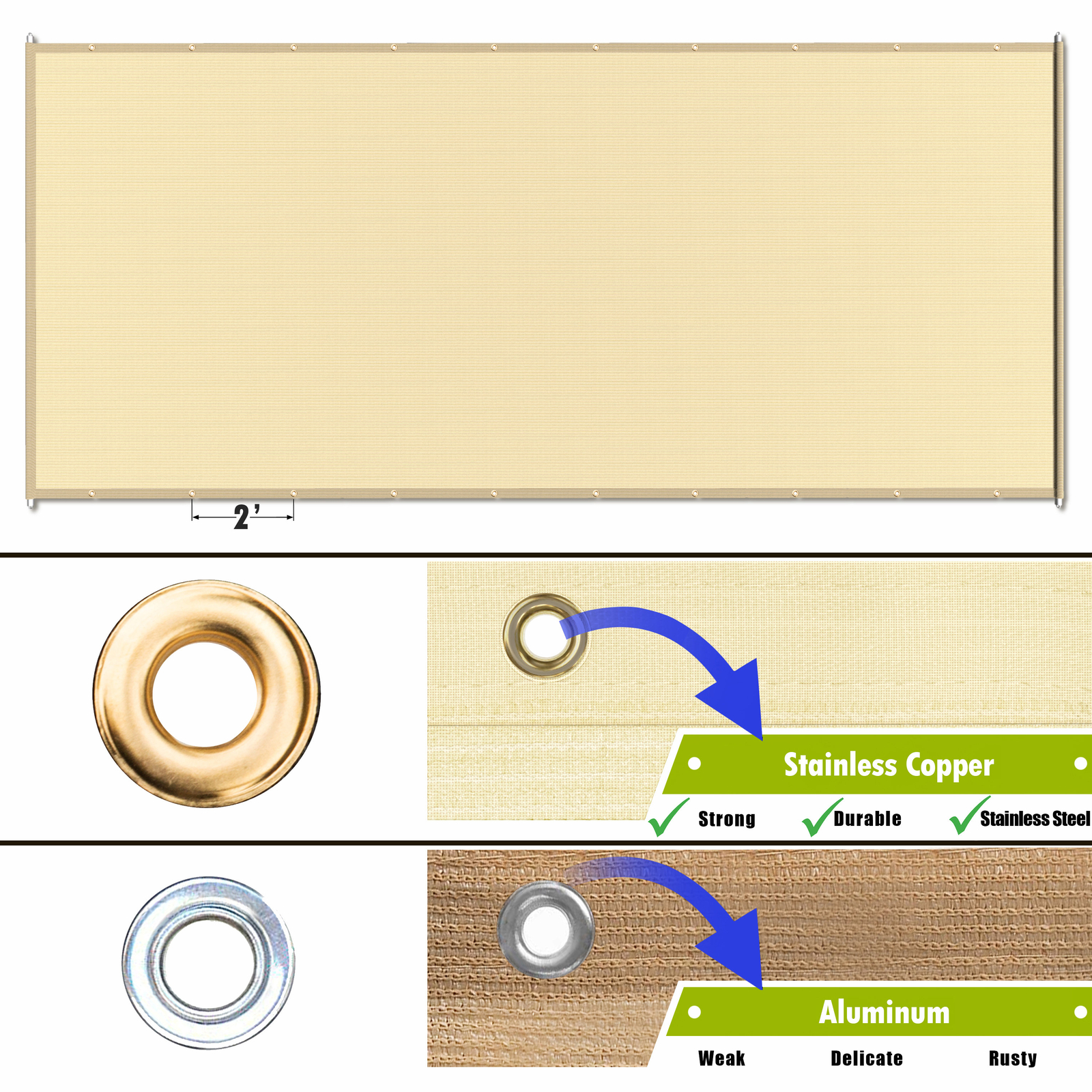 ColourTree Waterproof Pergola Sun Shade Replacement Canopy, Rainbow