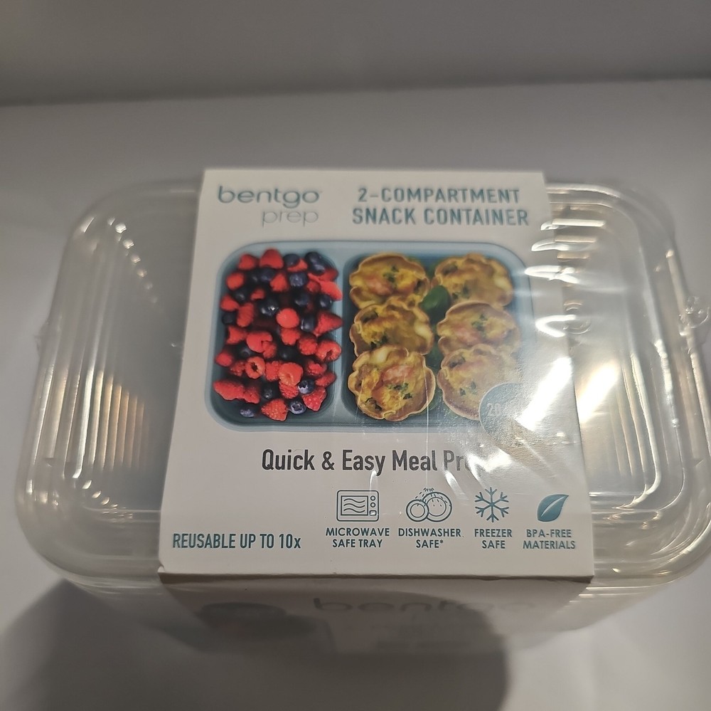 Bentgo Prep - 2-Compartment Snack Containers with Lids - Reusable, Sky