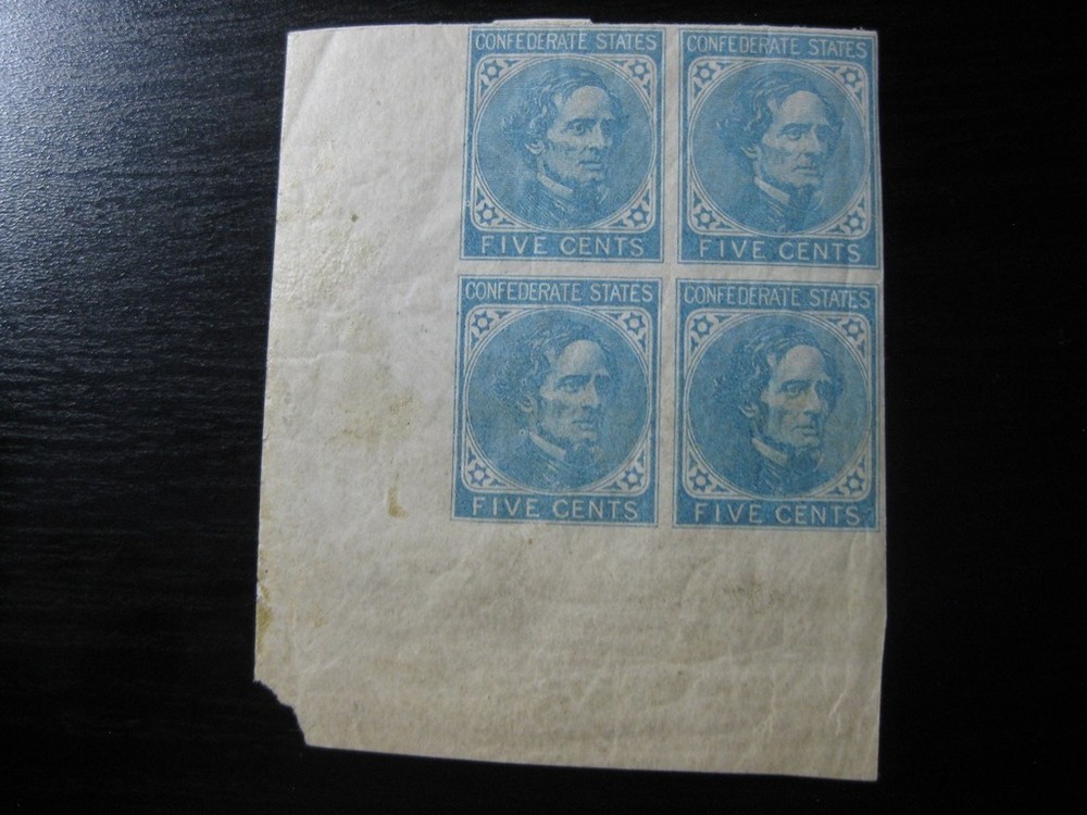 CONFEDERATE STATES CSA Sc. #7 scarce mint MNH stamp block of 4!