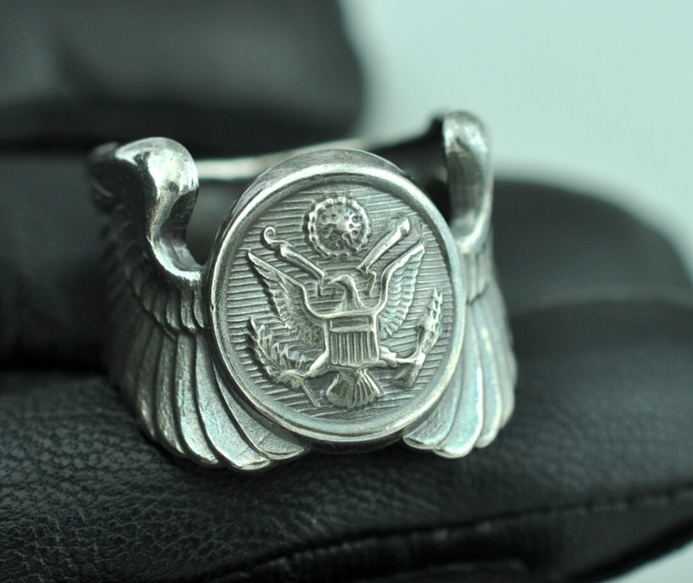 Large Solid 925 Sterling US Air Force Aircrew Crewman Wings Ring