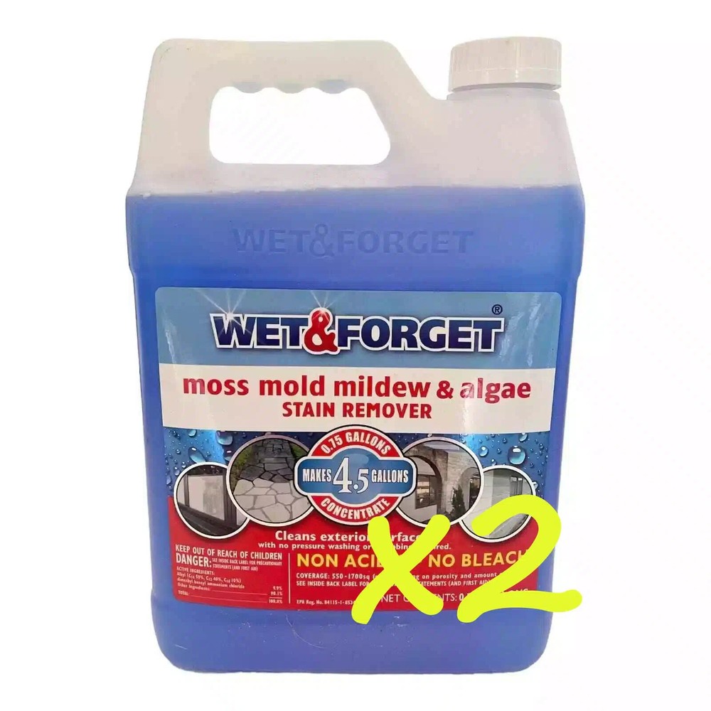 Wet & Forget Moss Mold Mildew Algae Stain Remover Multi-Surface Cleaner 96oz x2