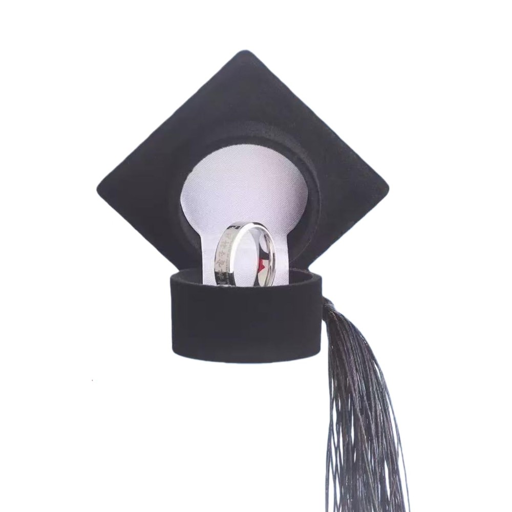 1 Pc Black Classic Graduation Ring Box - Graduation Cap Black Ring Box,Ring S...