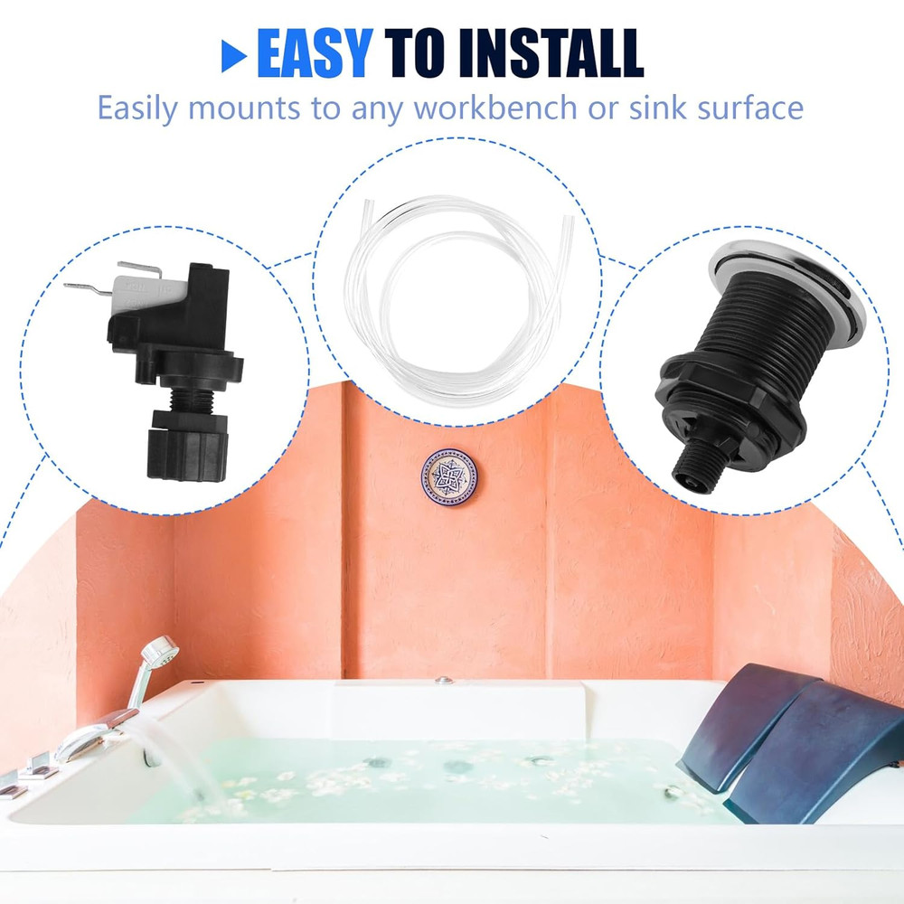 16A on off Push Button Switch Jetted Whirlpool Jet for Bath Tub Spa Garbage (Bla