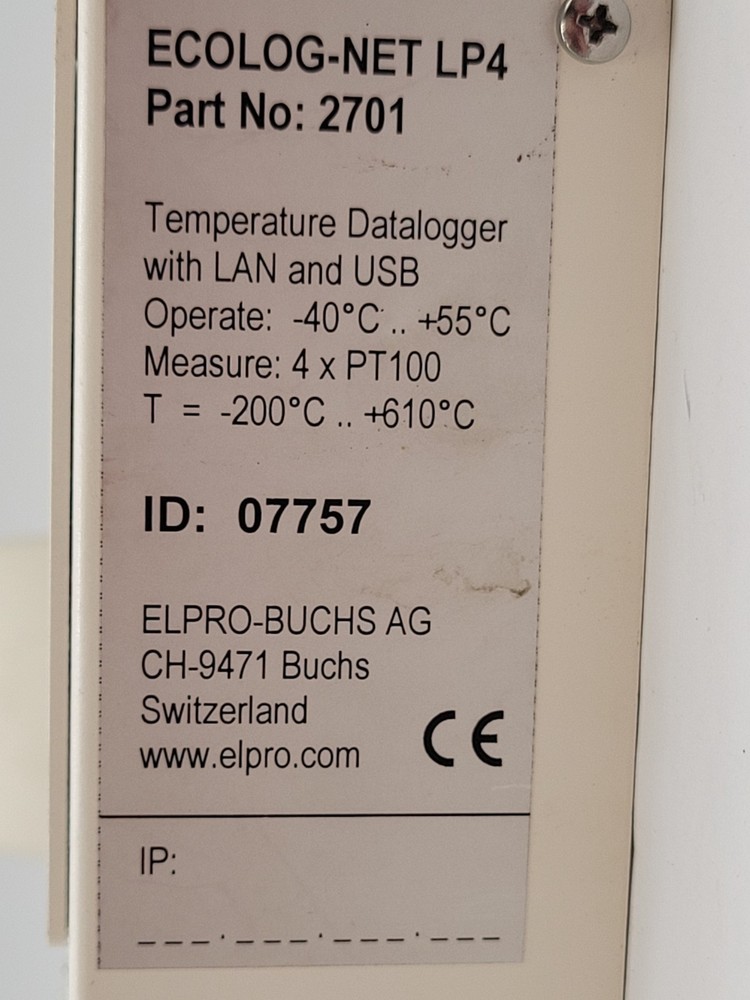Ecolog-NET LP4 2701 4-Channel Temperature Data Logger 2 Digital Inputs 24VDC