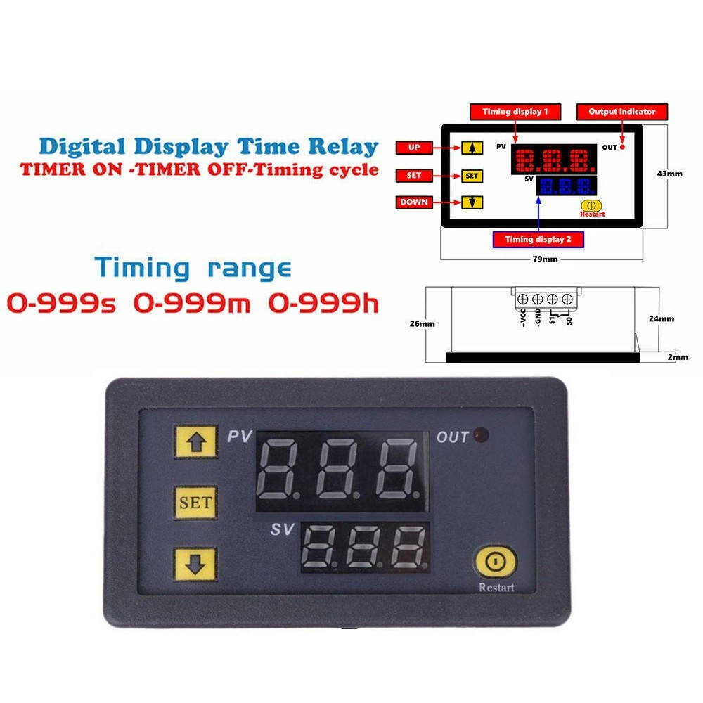 AC Timer Switch Cycling Module Digital Display Time Delay Relay Timing Led USA