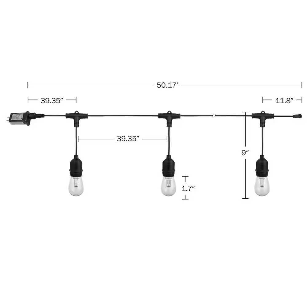 15 Edison String -Light - 50 Ft. Outdoor Plug-In Color-Changing Integrated LED E