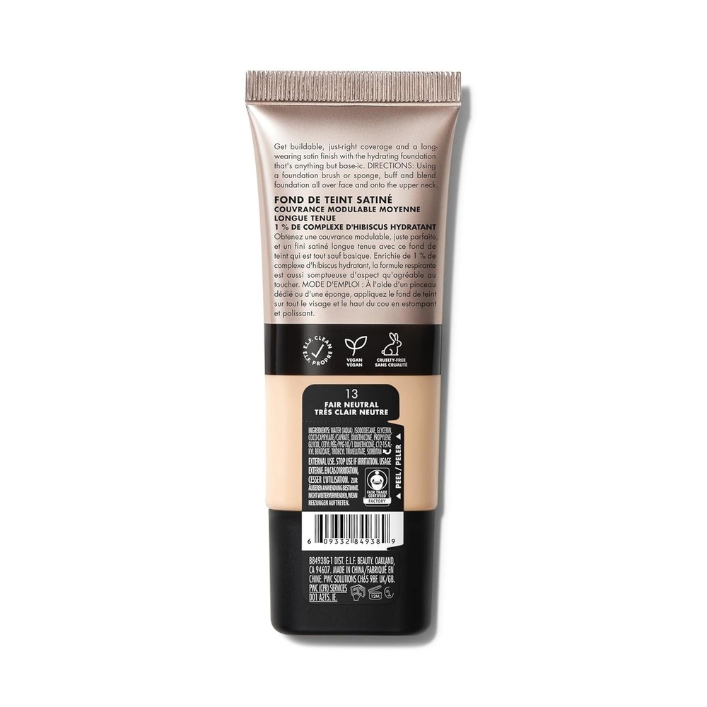 e.l.f. Soft Glam Foundation, Medium Coverage, Long-Lasting & 13 Fair Neutral