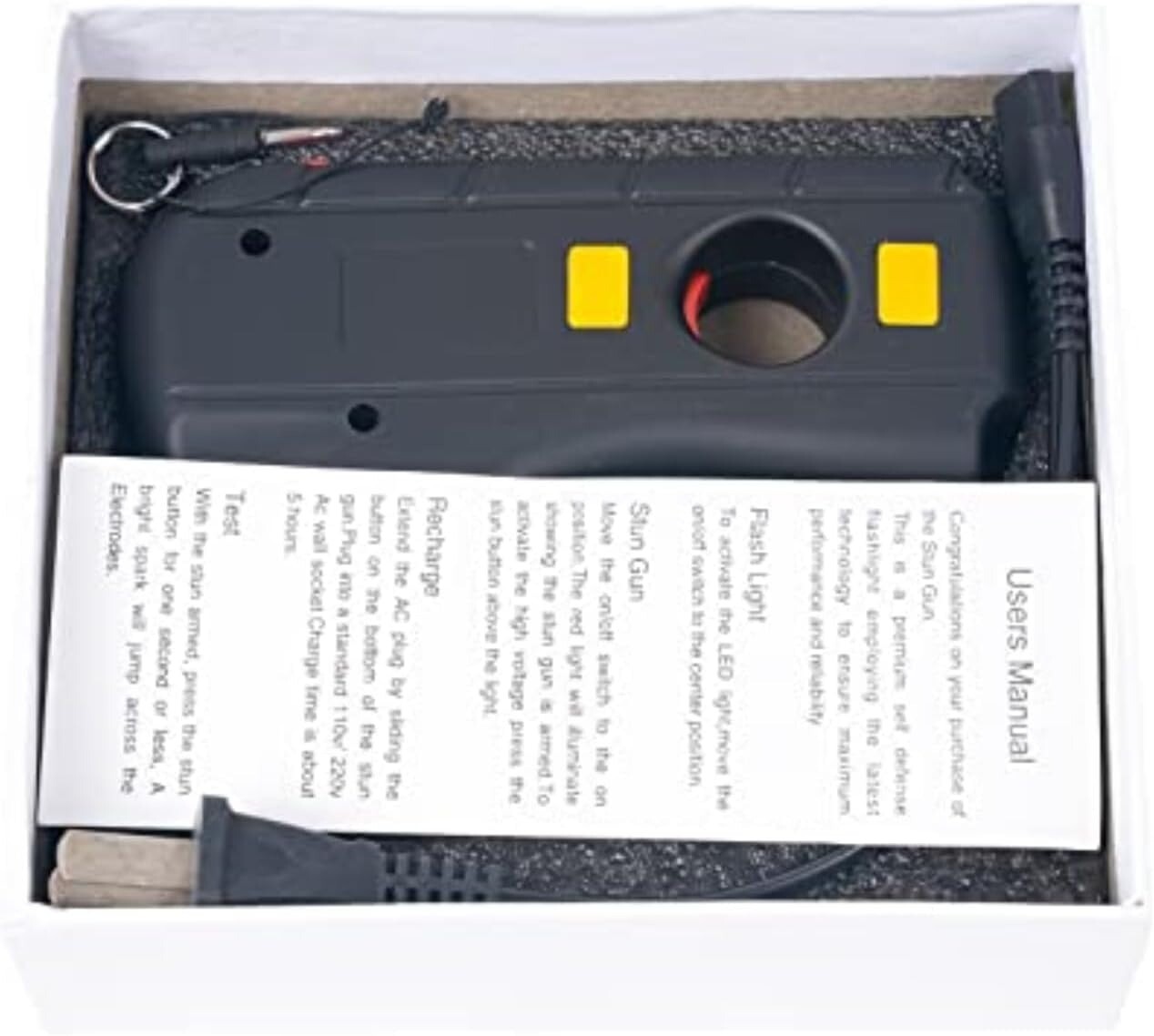 DEFENDER 10 Million Volt Rechargeable Pistol Grip STUN GUN / Light Self Defense