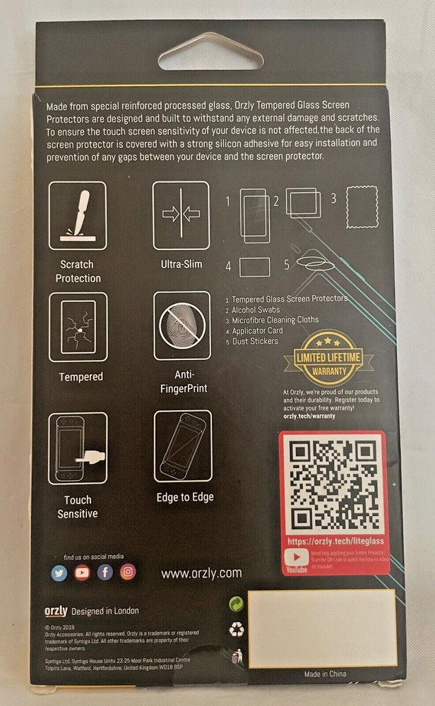 NIB Orzly Switch Lite Tempered Glass Screen Protector (2) Twin Pack