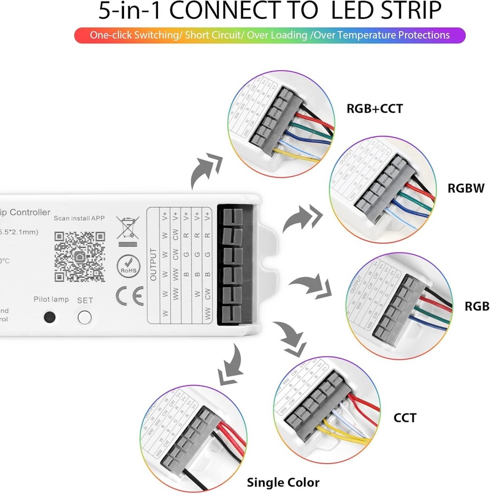 TUYA WiFi & BT 5 In 1 LED Strip Controller Model WB5 Support Alexa & Google