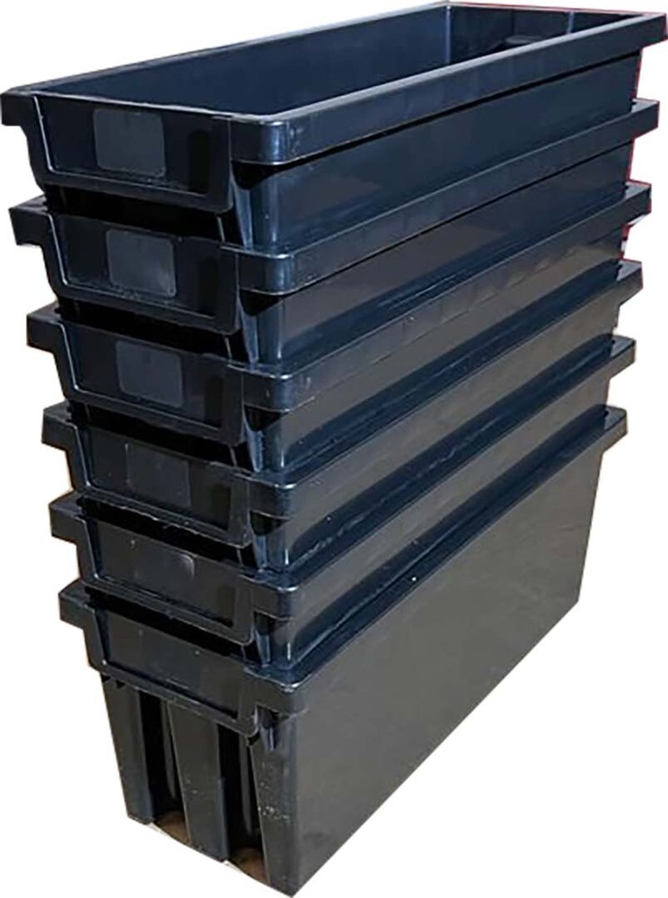 6 Storage Bins, Heavy-Duty Industrial Grade Plastic Stackable Storage Containers