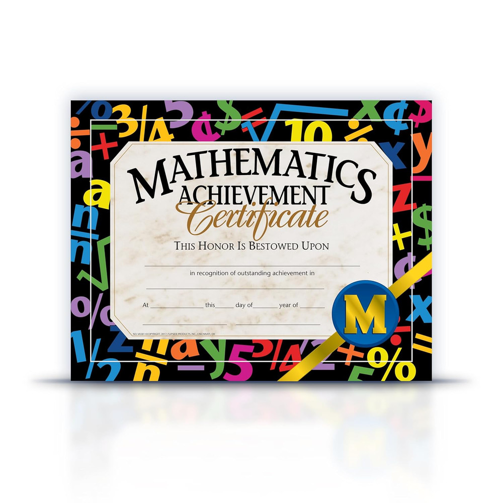 Mathematic Achievement Certificate, Math Recognition, Student Award, Incentive,