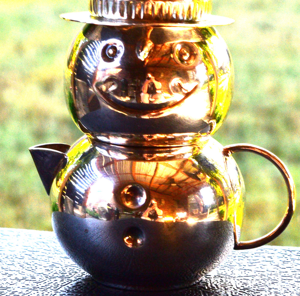 Vintage Silver Plated Snowman 3 piece Stackable Cream and Sugar