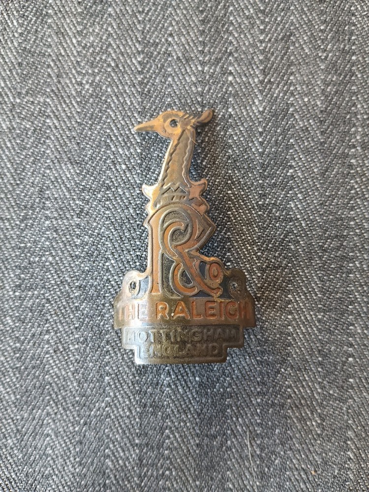 1969 THE RALEIGH Brass Bicycle Head Badge!