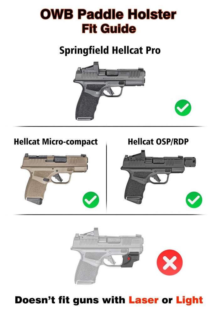 Hellcat Pro OWB Paddle Holster Springfield Hellcat 9mm Micro-compact Optic Ready