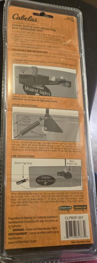 Cabelas Planer Board With Strike Flagand Collapsible Arm