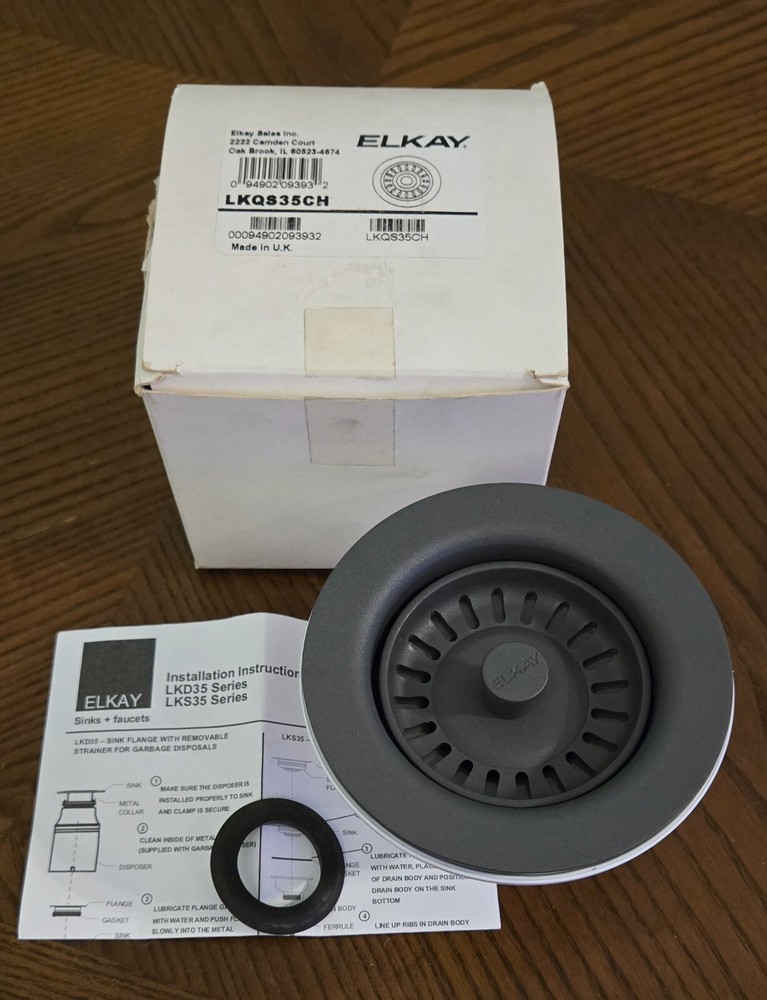 Elkay Strainer Polymer Drain Strainer Charcoal LKQS35CH