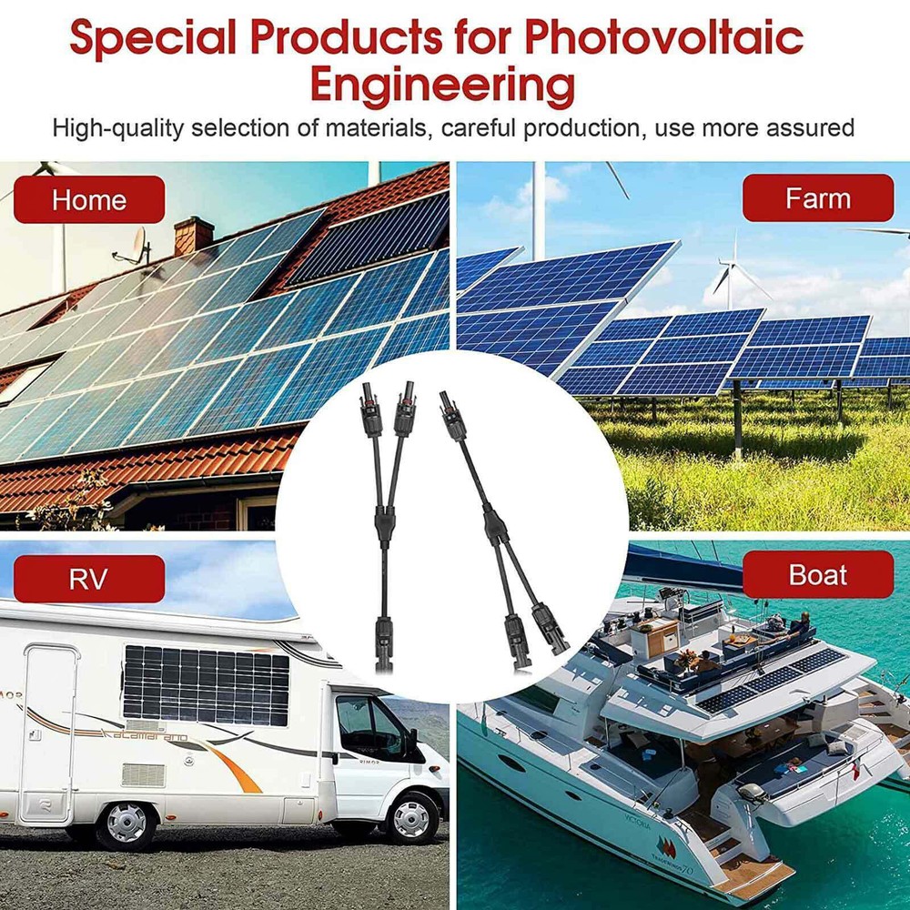 Solar Panel Y Branch Cable Connection Waterproof Adapter Connector Extension
